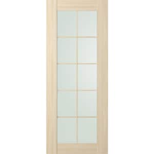 Vona 10-lite 18 in. x 80 in. No Bore Frosted Glass Loire Ash Finished Composite Wood Interior Door Slab