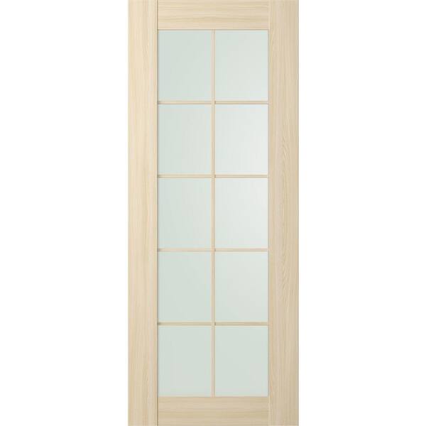 Belldinni Vona 10-lite 18 in. x 84 in. No Bore Frosted Glass Loire Ash Finished Composite Wood Interior Door Slab