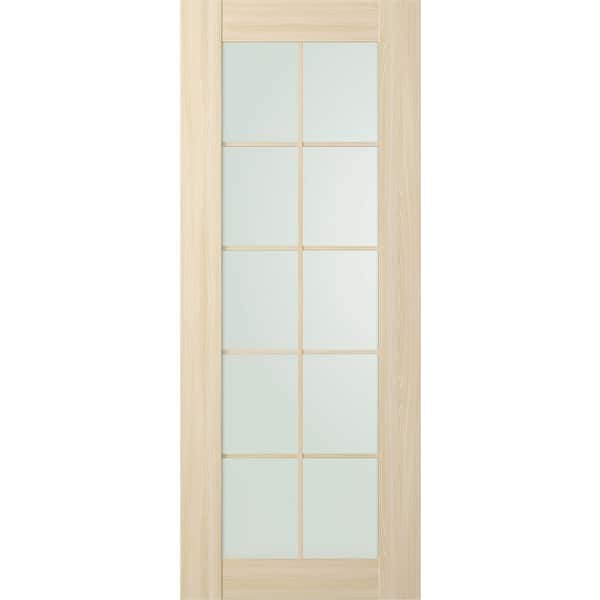 Belldinni Vona 10-lite 28 in. x 84 in. No Bore Frosted Glass Loire Ash Finished Composite Wood Interior Door Slab