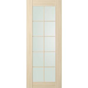 Vona 10-lite 30 in. x 84 in. No Bore Frosted Glass Loire Ash Finished Composite Wood Interior Door Slab
