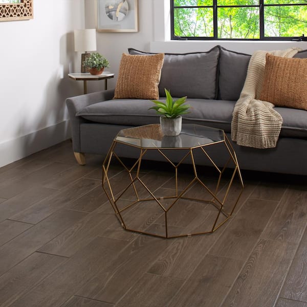 Daltile Lakewood Dark Brown 8 In X 36, Light Brown Floor Tiles Living Room