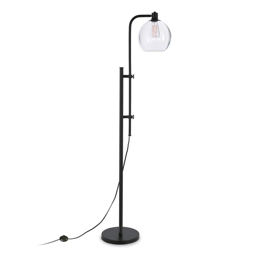 Adjustable Bronze Floor Lamp with Seeded Glass Shade