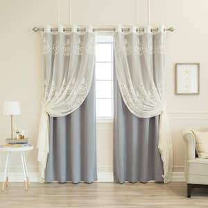 Grey Solid Grommet Sheer Curtain - 52 in. W x 84 in. L (Set of 2)