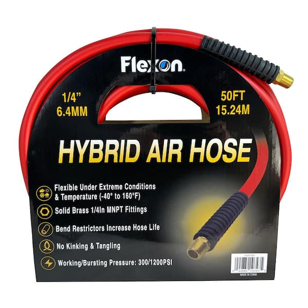 Flexon 1/4 in. x 50 ft. Hybrid Air Hose with Solid MNPT Fittings