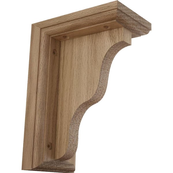 Ekena Millwork 3 in. x 5 in. x 7 in. Red Oak Hamilton Traditional Bracket