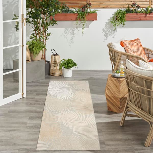 Suncoast Grey 2 ft. x 6 ft. Floral Contemporary Runner Area Rug