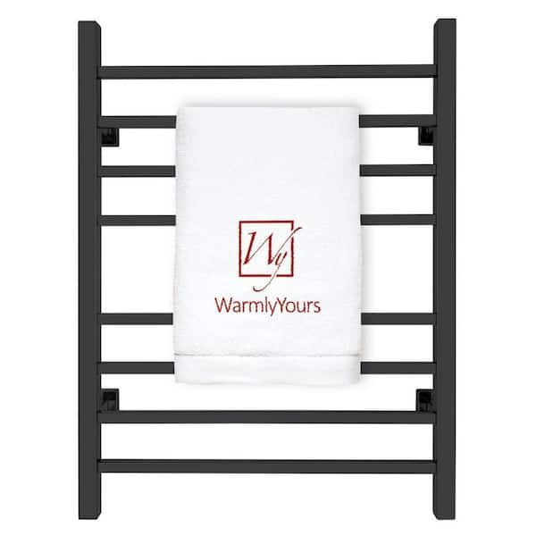 Sierra 8-Bar Plug-In and Hardwire 120-Volt 32 in. Towel Warmer in Black Matte Stainless Steel