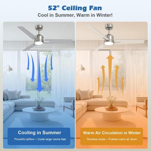 ZXXC 52 in. Indoor/Outdoor Nickel Downrod Mount Ceiling Fan