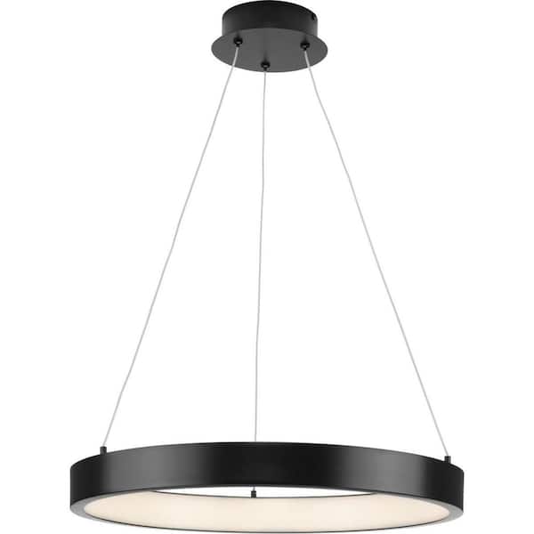 Inverse 27-Watt Integrated LED Matte Black Modern Integrated LED Pendant with Shade for Dining and Kitchen
