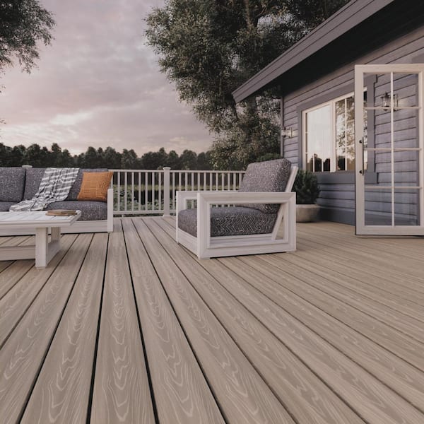 Fiberon ArmorGuard 15/16 in. x 5-1/4 in. x 16 ft. Aspen Gray Grooved Edge Capped Composite Decking Board