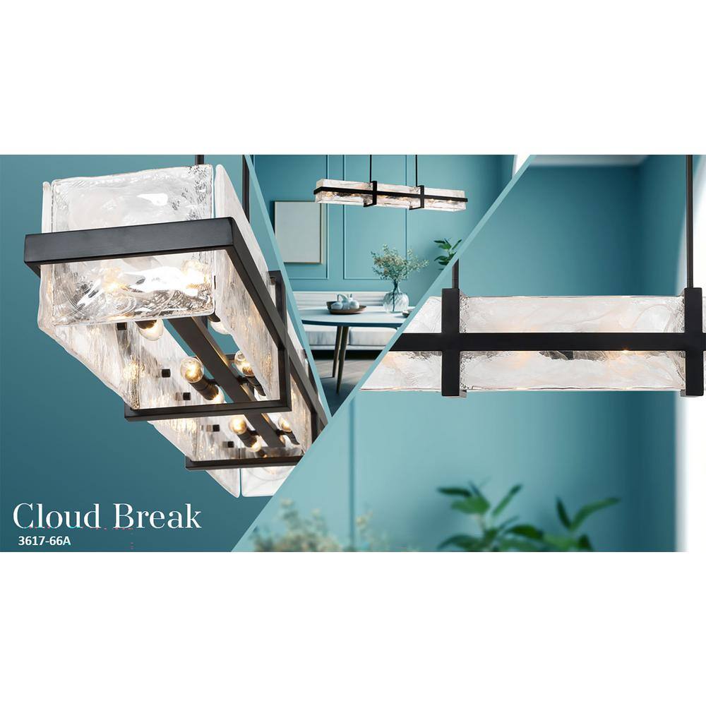 Coal and Cloud Glass 12-Light Linear Chandelier