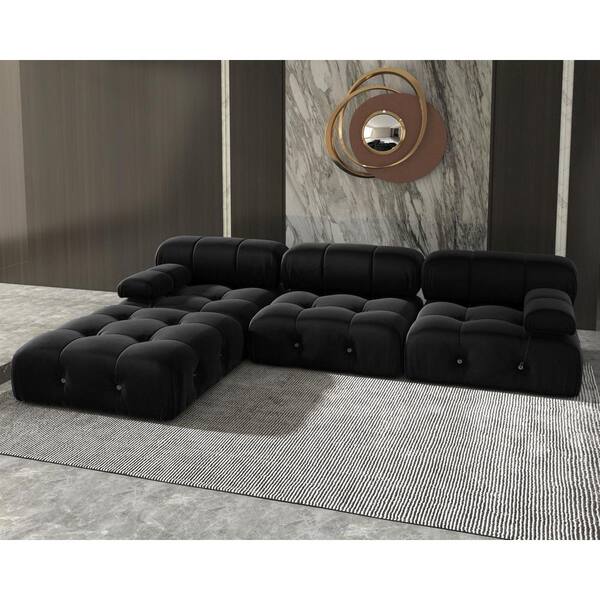 【jjj】TRUCK FURNITUREウールラグ　L J&E Home 103.85 in. Square Arm 4-piece L Shaped Velvet