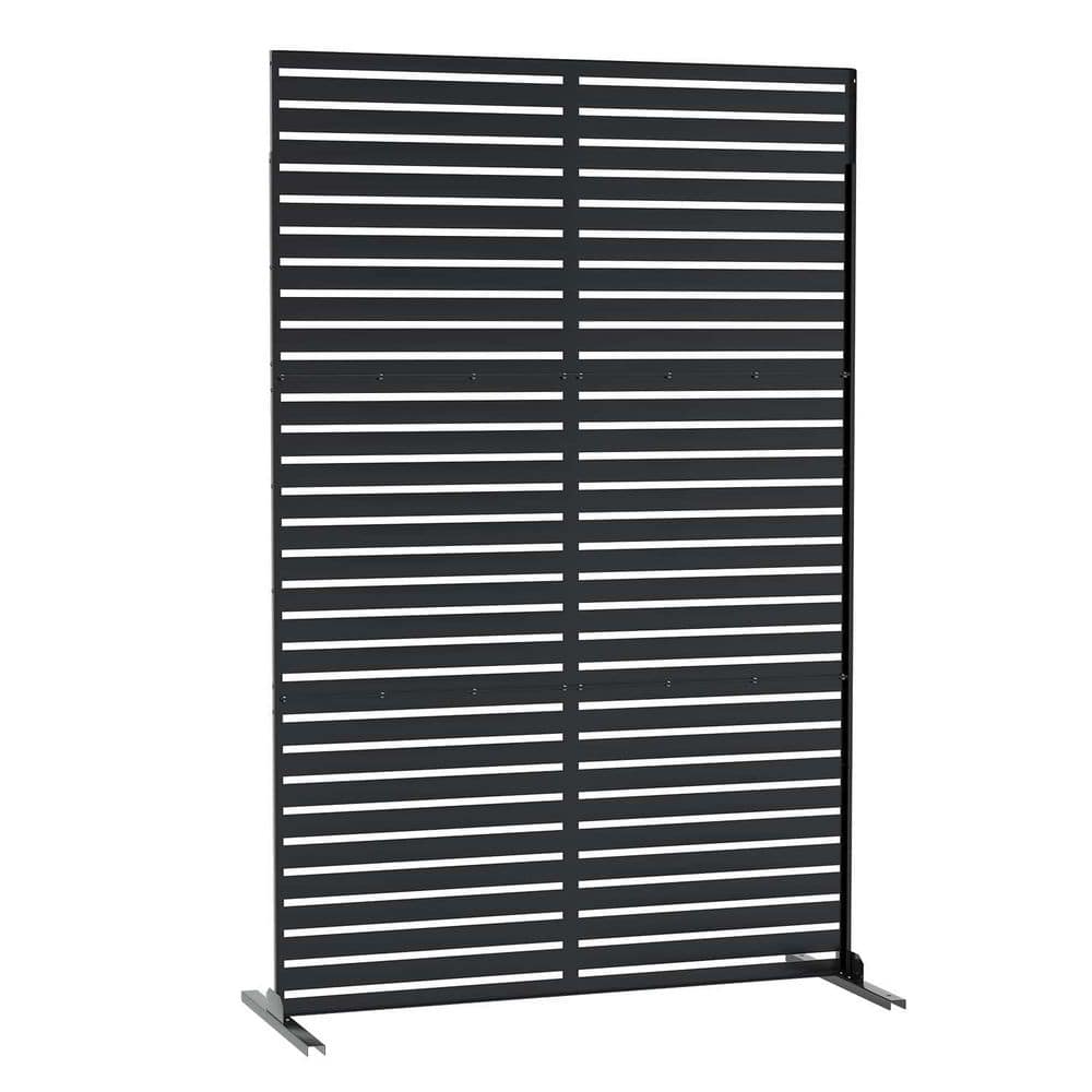72 in. x 47 in. Privacy Screen Black Powder-Coated Steel for Garden Patio Divider price history on PriceWatchPro