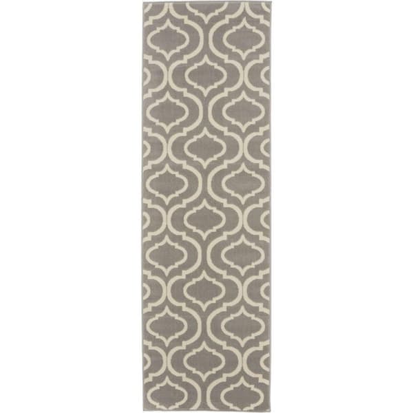 Jubilant Grey 2 ft. x 7 ft. Moroccan Farmhouse Kitchen Runner Area Rug