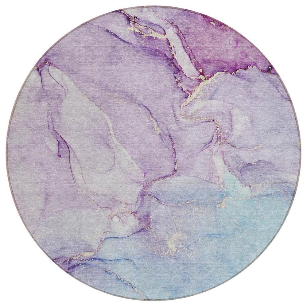 Purple 8 ft. Round Woven Abstract Polyester Round Indoor/Outdoor Area Rug price history on PriceWatchPro