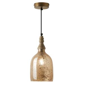 Abrielle 7-in. 1-Light Bell-Shaped Glass Shade Pendant Lamp with Mango Wood Accent