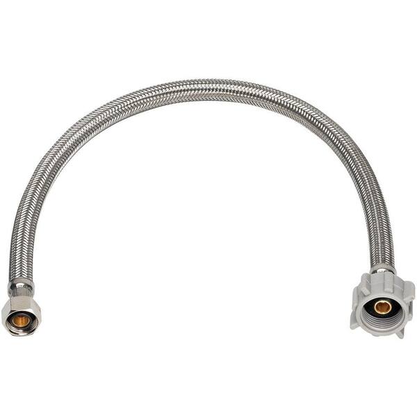 Homewerks Worldwide 3/8 in. OD x 7/8 in. BC x 12 in. Toilet Supply Line Braided Stainless Steel