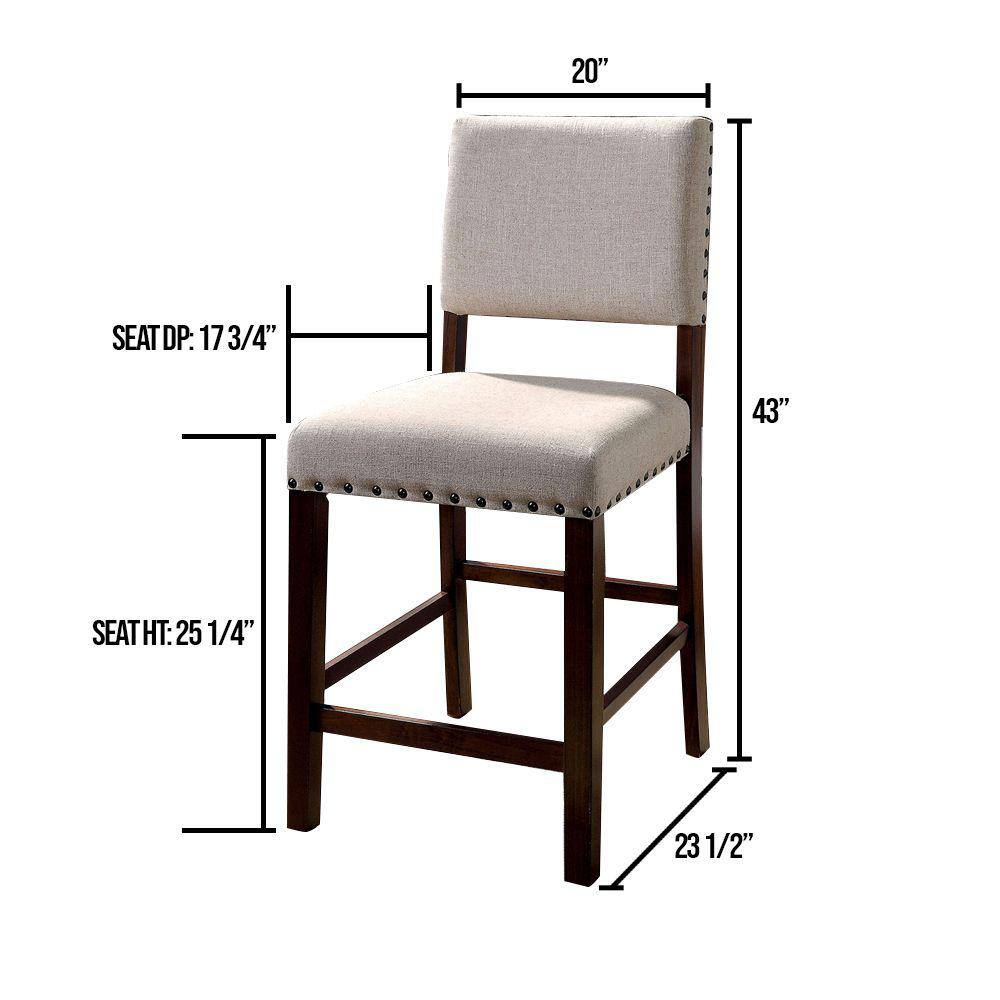 Glenbrook Cream Linen & Brown Cherry Wood Counter Stools, Set of 2