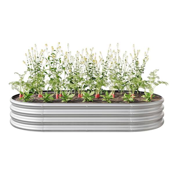 Tunearary 5.9 ft. L x 2.95 ft. Silver Metal Raised Garden Bed Planter Boxes (1-Pack)