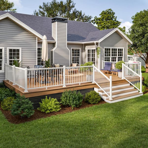 36 in. x 91.31 in. White Powder Coated Aluminum Preassembled Deck Railing