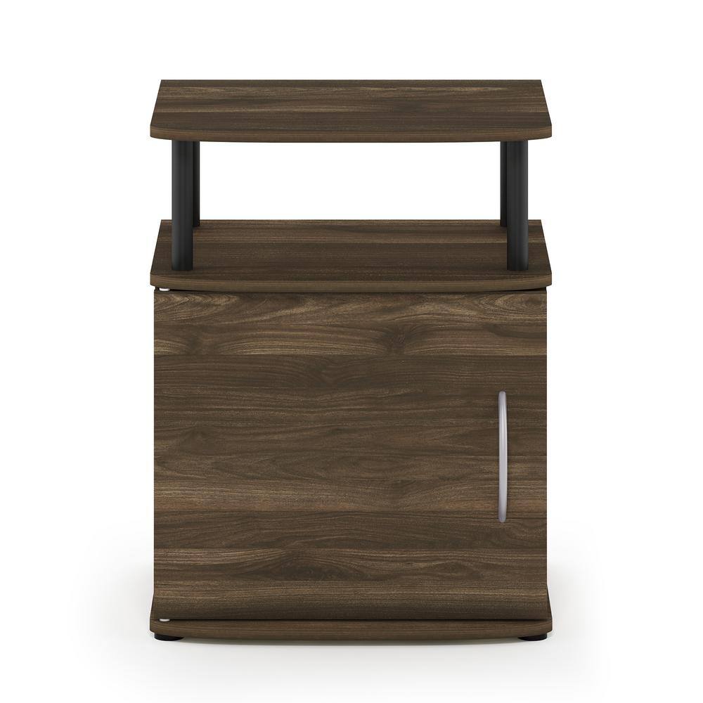 Columbia Walnut and Black Wood End Table with Storage
