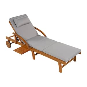 77.5''Adjustable Outdoor Lounge Chair w/Cushion,Reclining Backrest&Leg Rest,Headrest & Retractable Side Tray,Gray