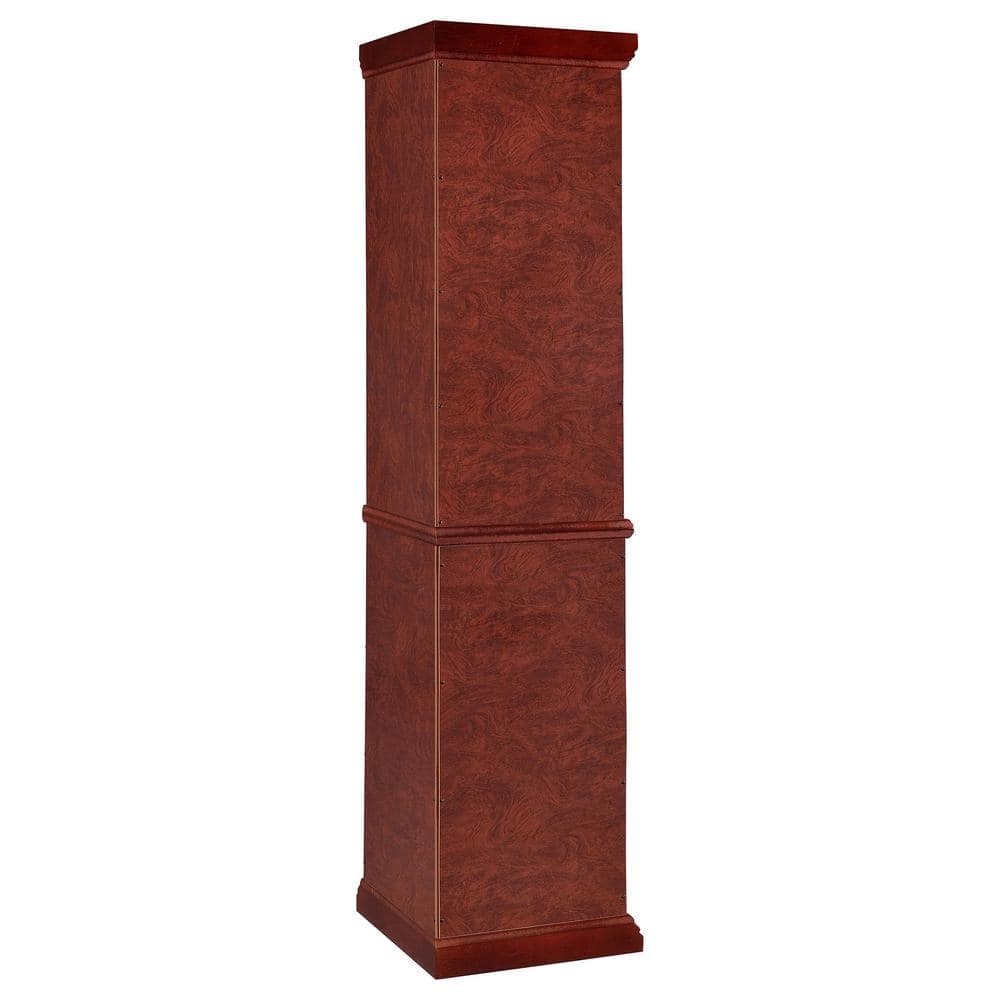 Medium Brown Lighted Corner Curio Cabinet with Glass Shelves