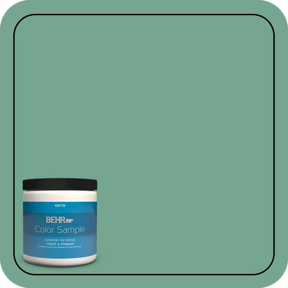 Behr Premium Plus 8 oz. #M420-5 Free Green Satin Enamel Interior/Exterior Paint & Primer Color Sample