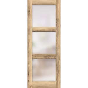 28 in. x 30 in. Solid Wood Frosted glass Oak Interior Door Slab