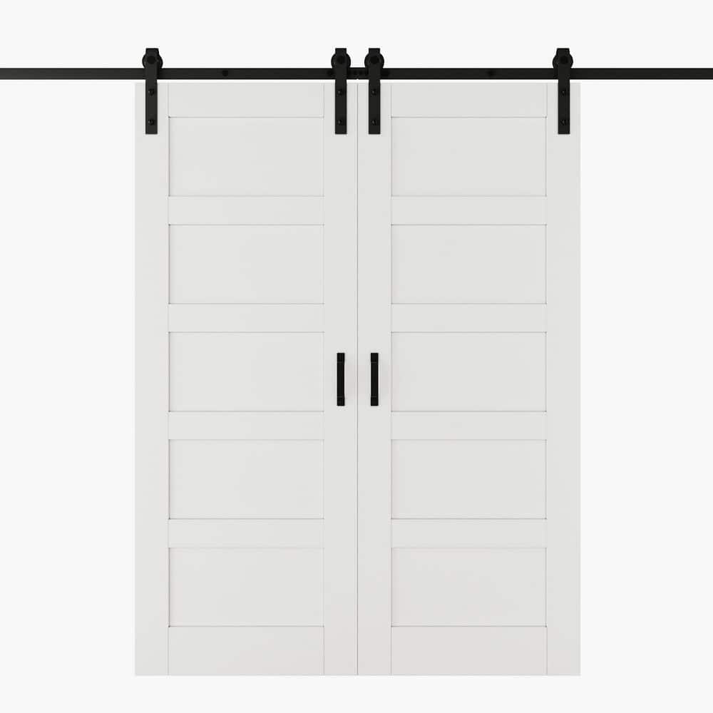 72 in. x 80 in. Waterproof 5 Panel White MDF Easy Install Sliding Barn Door Slab with Hardware Kit and Soft Close price history on PriceWatchPro
