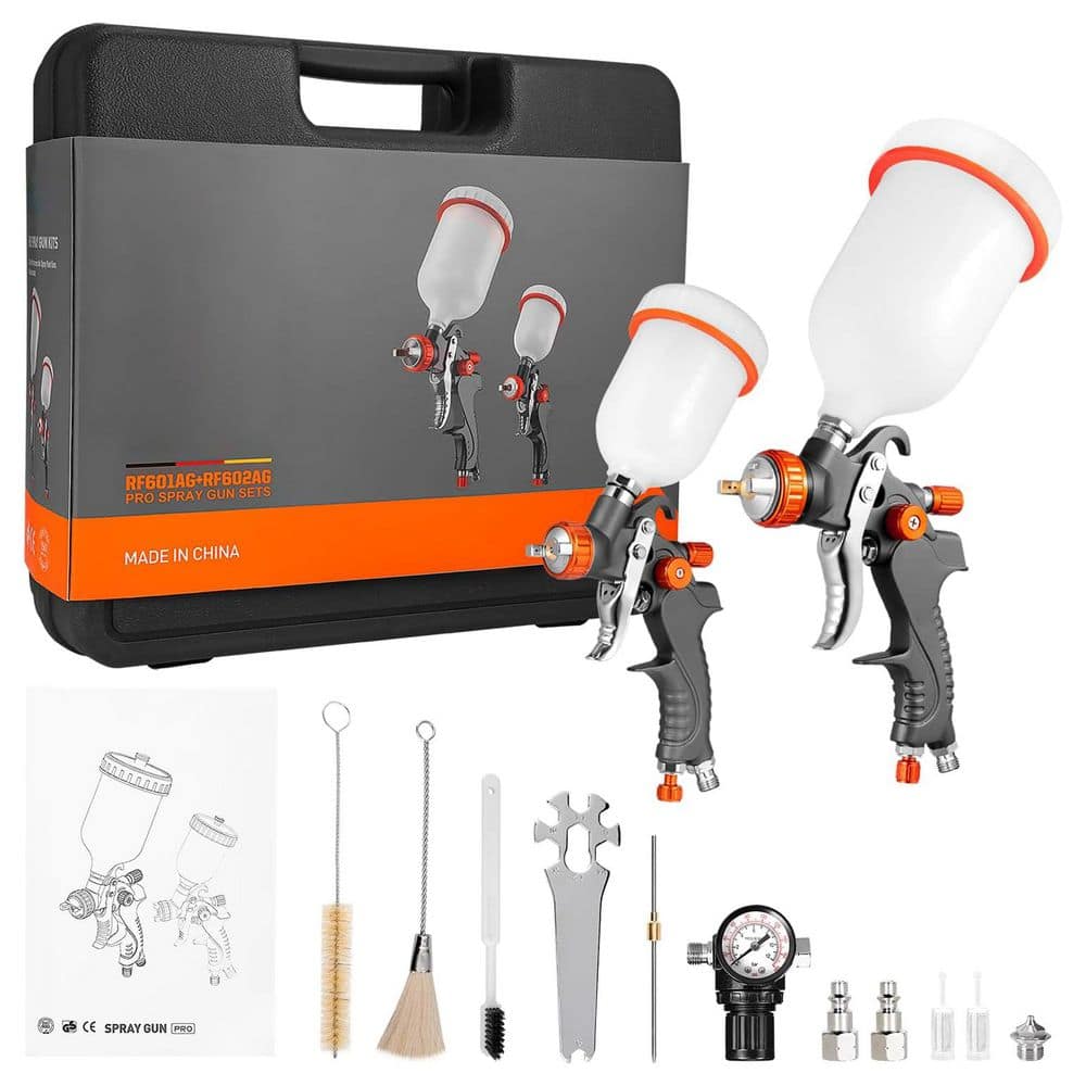 100ml Gravity Feed HVLP Paint Sprayer Set with 1.0mm Nozzle and 600ml 1.4mm 1.7mm Spray Gun for Auto Primer Topcoat price history on PriceWatchPro