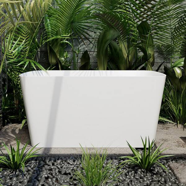 INSTER MUSE 47 in. Acrylic Rectangle Flatbottom Freestanding Non-Whirlpool Soaking Bathtub No Seat Version in White