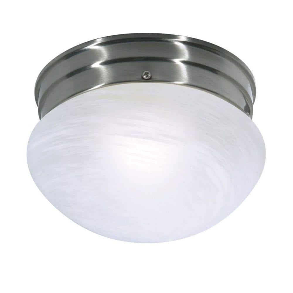 Transitional 5'' Brushed Nickel & Glass Drum Ceiling Light