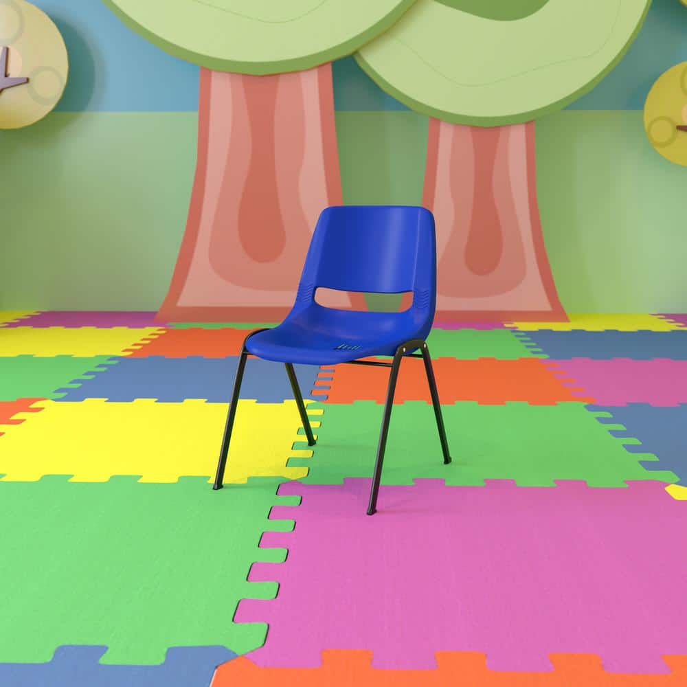 ErgoKids 440 lb Capacity Black Metal Stack Chair for Preschool