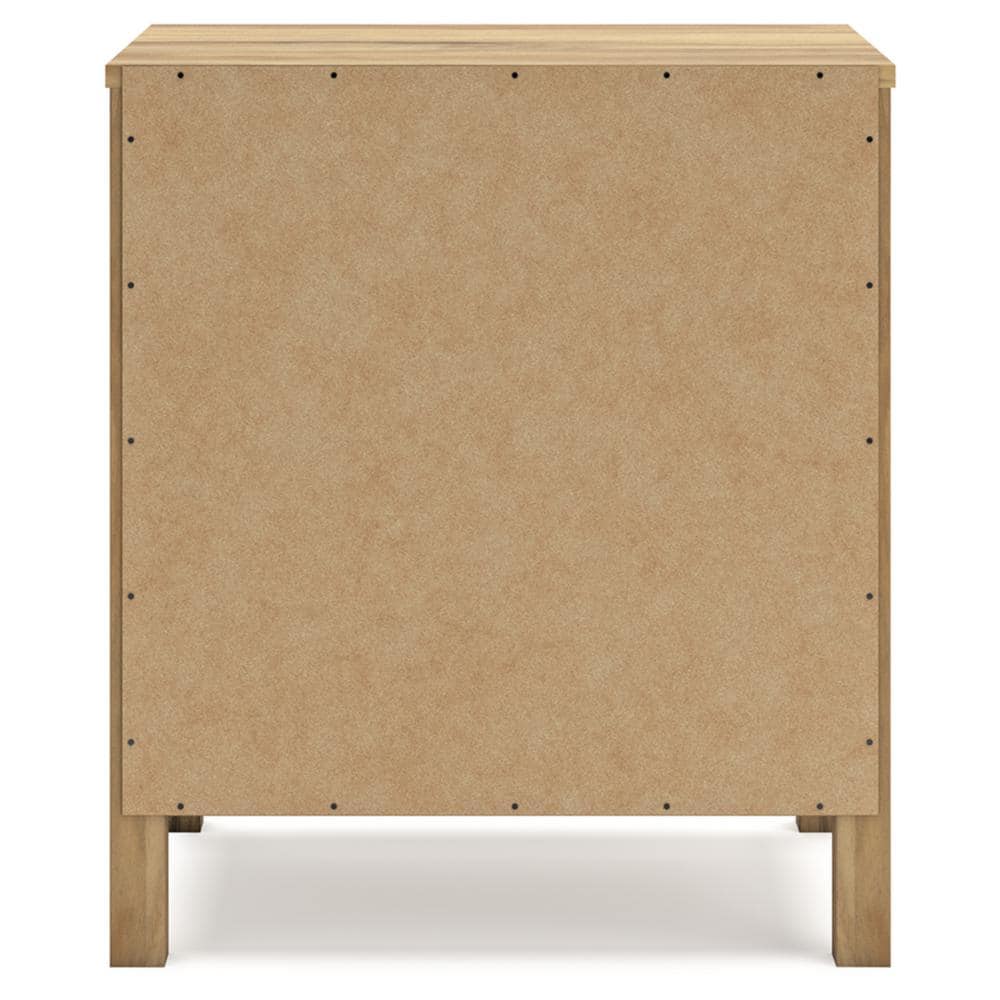 Light Brown 2-Drawer Transitional Nightstand with Bronze Knobs