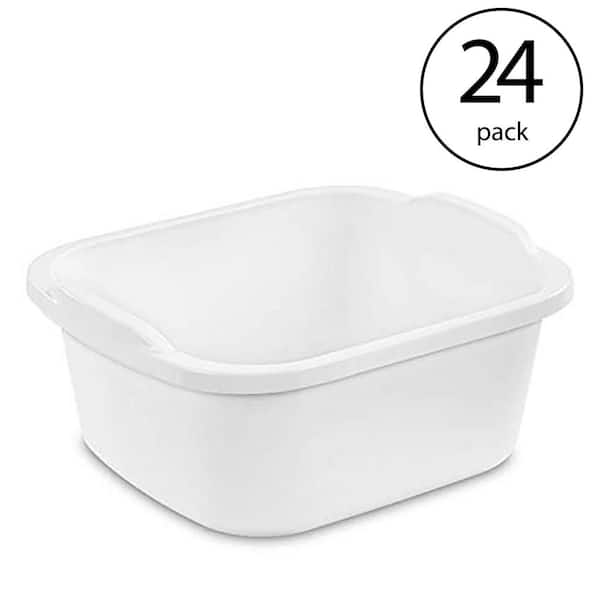 Durable Reinforced Plastic 12 qt. Kitchen Dishpan in White (24-Pack)