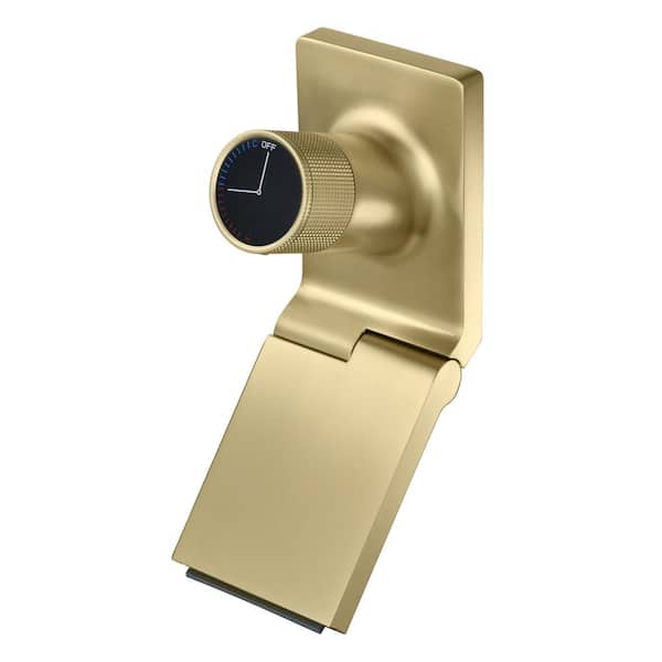 SUMERAIN 90° Folding Spout Single Handle Wall Mounted Bathroom Faucet with Valve in Brushed Gold