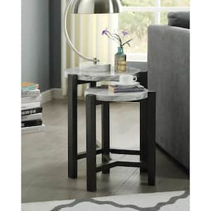 Chumai 19.68 Brushed Brown Gray Round 2-Piece Nesting Tables