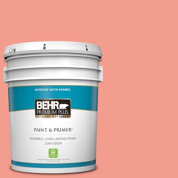 BEHR PREMIUM PLUS 5 gal. #180B-4 Fruit Shake Satin Enamel Low Odor Interior Paint & Primer