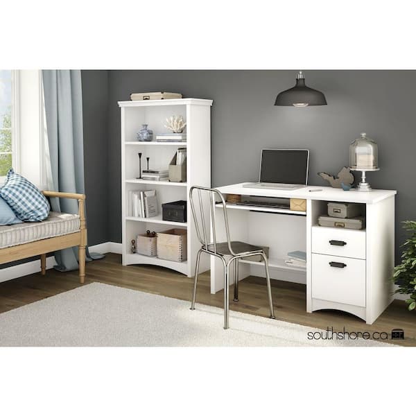 2 Drawer Computer Desk, Small White Desk With File Drawer