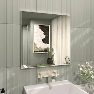 Jem 30 in. W x 30 in. H Rectangular Framed Wall Bathroom Vanity Mirror in Brushed Nickel