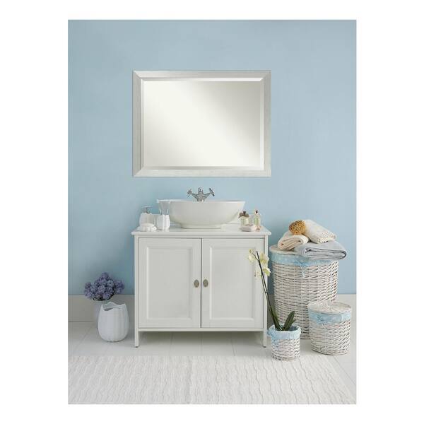 Amanti Art Sterling 44 In W X 34 H Framed Rectangular Beveled Edge Bathroom Vanity Mirror Brushed Silver Dsw3940136 The Home Depot Amanti Art Sterling 44 In W X 34 H, Silver Framed Bathroom Vanity Mirror