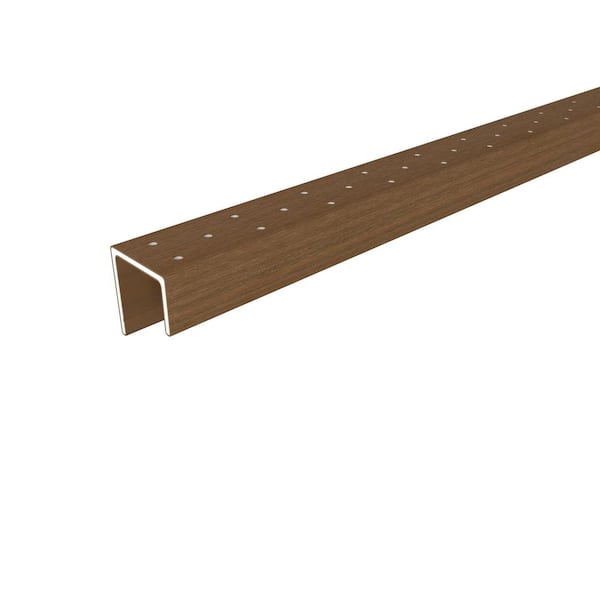 Alusions 1.63 in. x 1.5 in. x 8 ft. Peruvian Teak Composite Aluminum Perforated Starting Trim for 1 in. Board