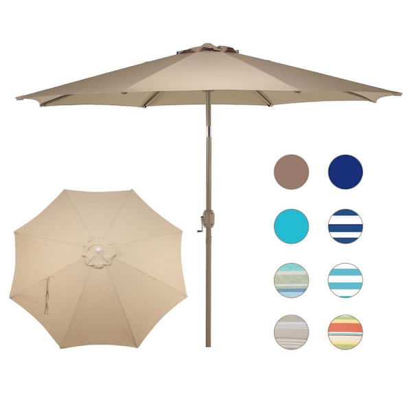Aoodor 9 ft. Aluminum Market Patio Umbrella with Crank and Tilt in Khaki