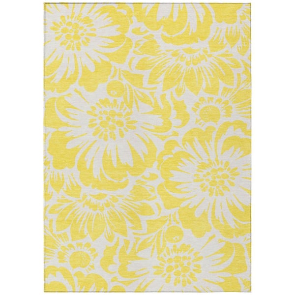 Chantille ACN551 Yellow 8 ft. x 10 ft. Machine Washable Indoor/Outdoor Geometric Area Rug