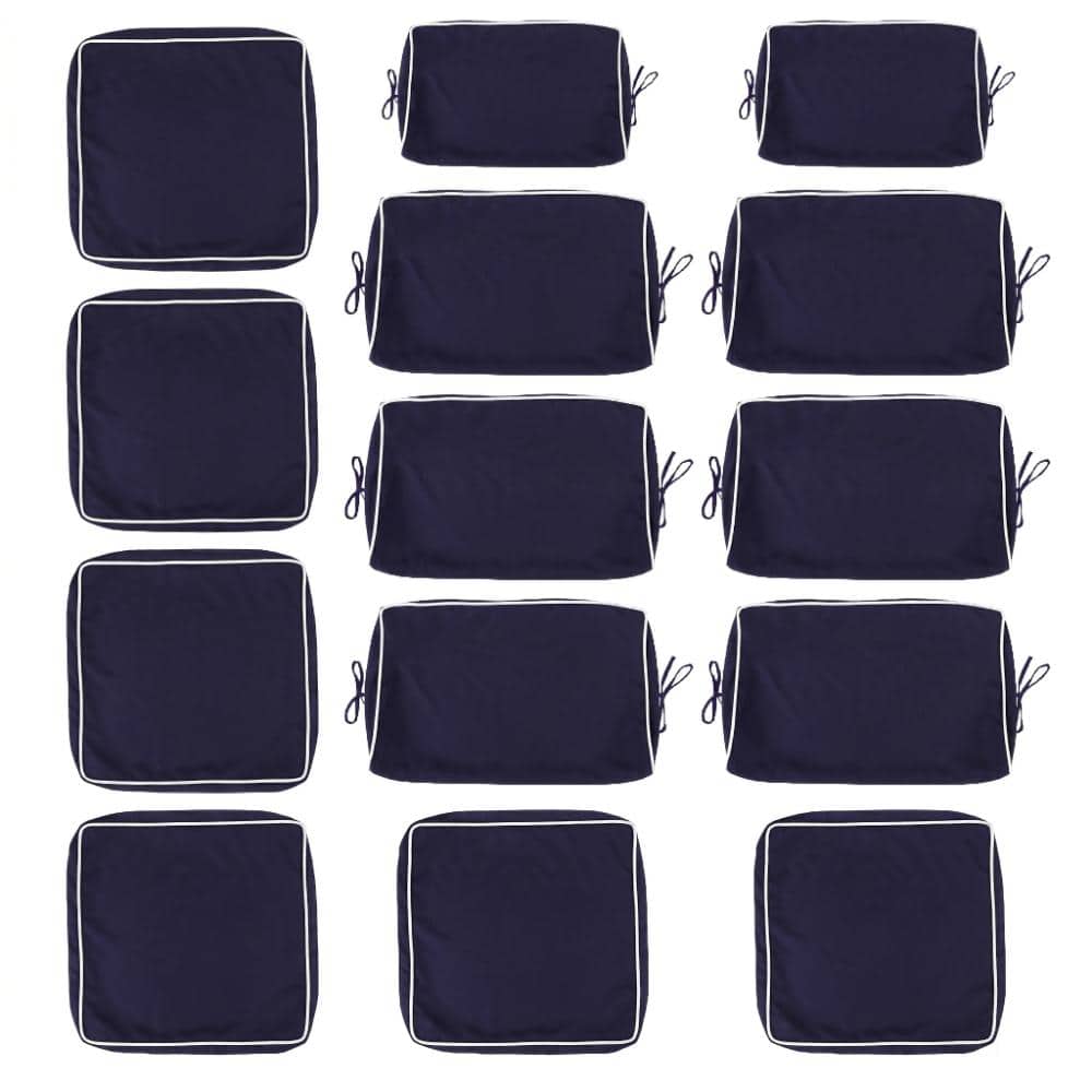 14-Pack Outdoor Cushion Covers for 7-Piece 6-Seater Wicker Rattan Sectional Sofa, Navy Blue price history on PriceWatchPro