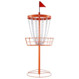 Disc Golf Basket 24-Chains Disc Golf Target Hole Heavy-Duty Steel Practice Disc Golf Basket Stand Equipment with 6 Discs