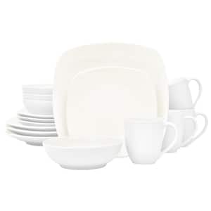 Colorwave White 16-Piece Square (White) Stoneware Dinnerware Set, Service For 4