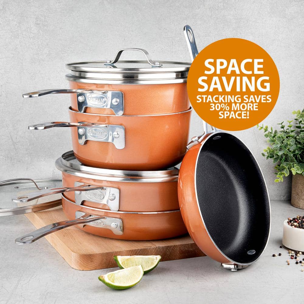 Copper and Black 10-Piece Nonstick Aluminum Cookware Set