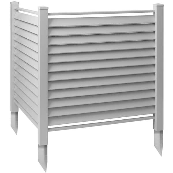 Casafield 48 in. x 48 in. Louvered Privacy Screen Outdoor Vinyl Fence Panel for AC-GRY